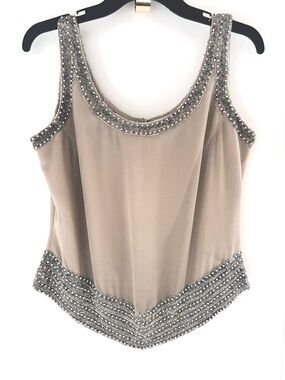 JKARA New York beaded taupe sleeveless top